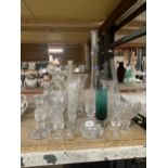 A COLLECTION OF CUT GLASS VASES ETC