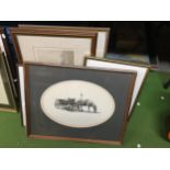 A GROUP OF FRAMED PRINTS TO INCLUDE GELDART PENCIL SIGNED HORSE AND CART, VAN GOGH PRINT ETC