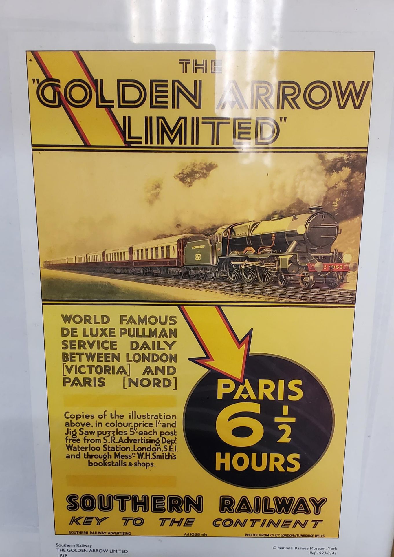 THREE VINTAGE STYLE RAILWAY THEMED POSTERS TO INCLUDE 'THE CORONTION SCOT', 'THE GOLDEN ARROW LTD' - Image 2 of 4