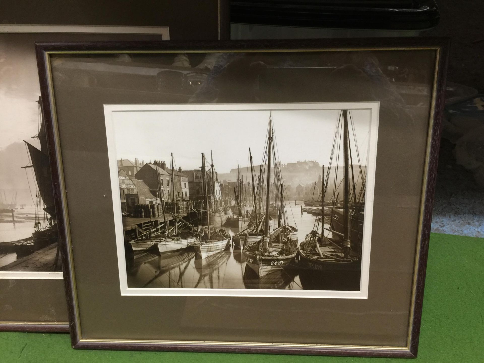 THREE FRAMED PRINTS - BLACK AND WHITE BOAT SCENES AND MARITIME EXAMPLE - Bild 2 aus 3