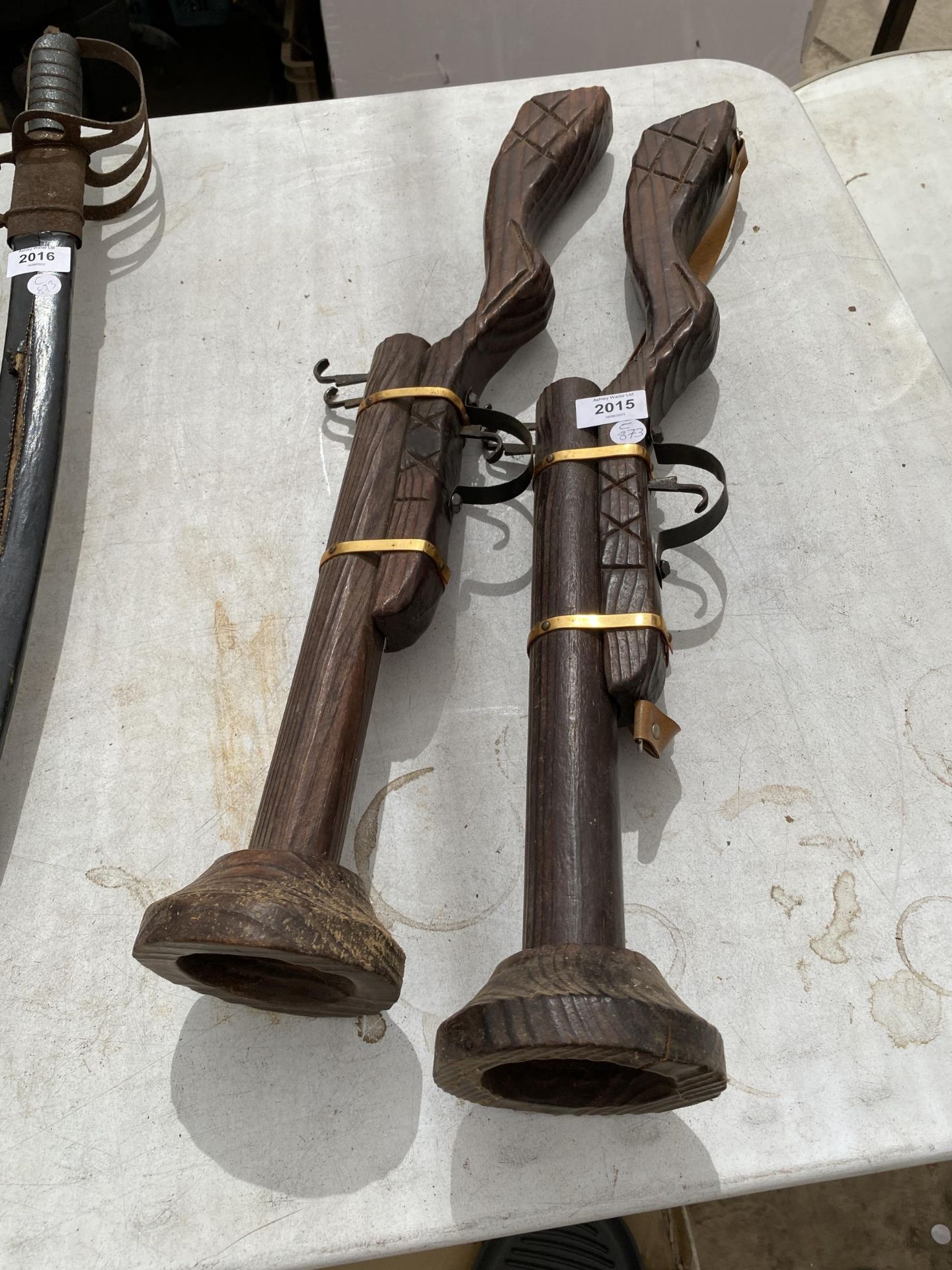 A PAIR OF WOODEN DISPLAY MUSKETS