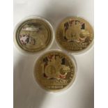 THREE LARGE COMMEMORATIVE MEDALLIONS RELATING TO WORLD WAR I AND WORLD WAR II. DIAMETER 70MM