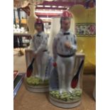 A PAIR OF STAFFORDSHIRE CRICKET PLAYER FIGURES
