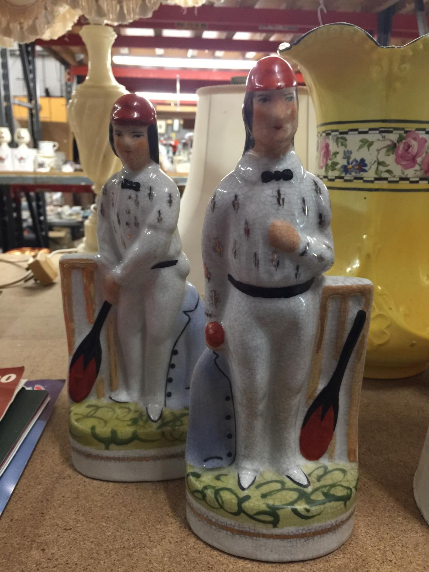 A PAIR OF STAFFORDSHIRE CRICKET PLAYER FIGURES