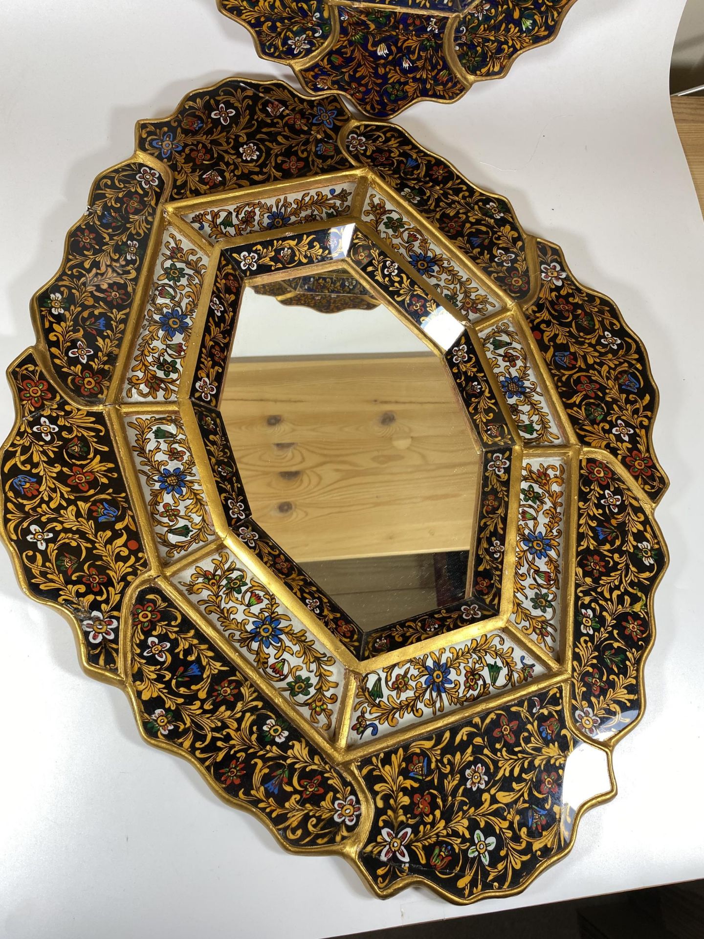 TWO MIDDLE EASTERN STYLE DECORATIVE PANELLED MIRRORS, LARGEST 59 X 46CM - Image 3 of 5