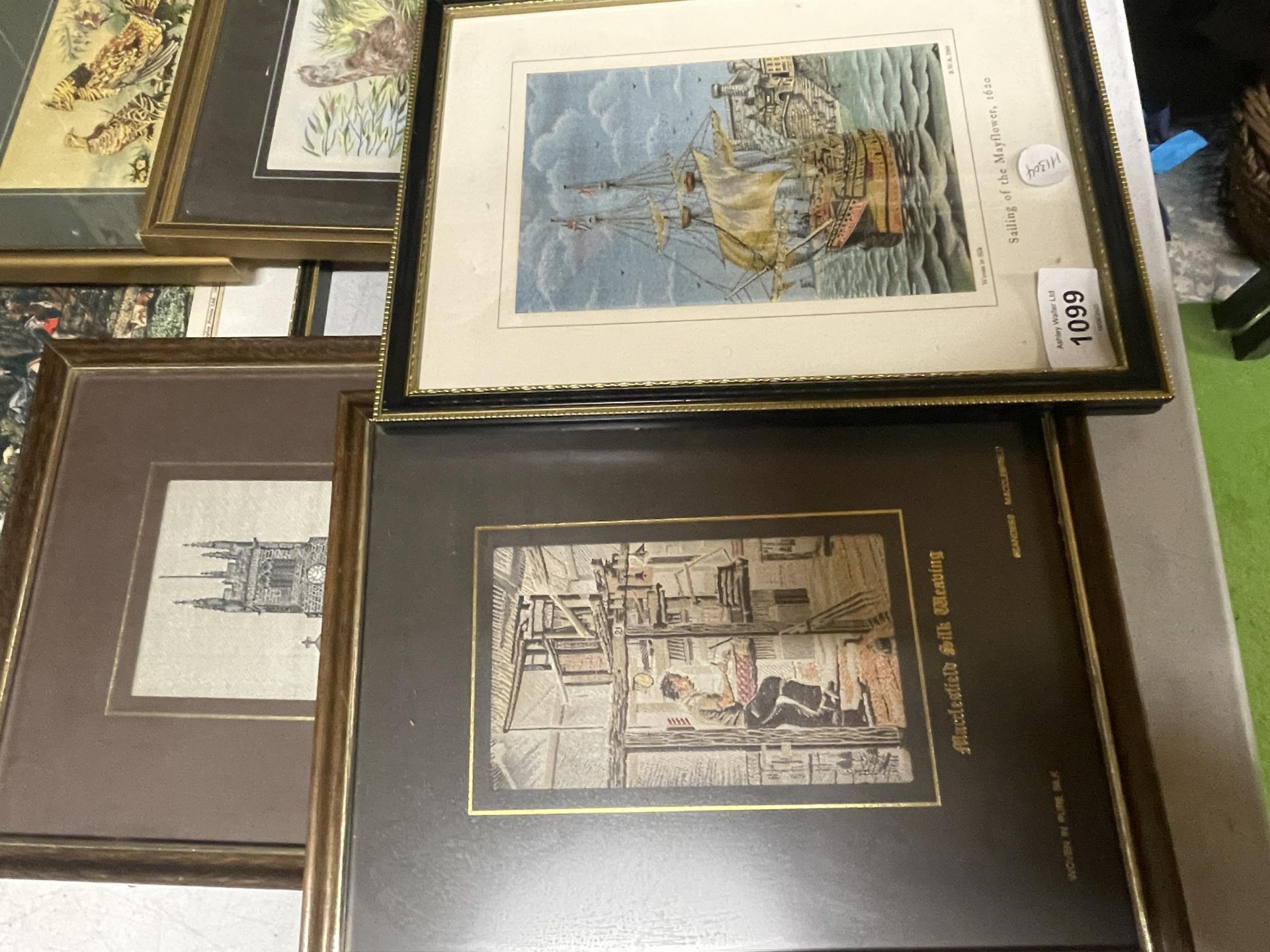 A COLLECTION OF FRAMED PRINTS AND SILKS, MACCLESFIELD SILKS ETC - Image 2 of 5