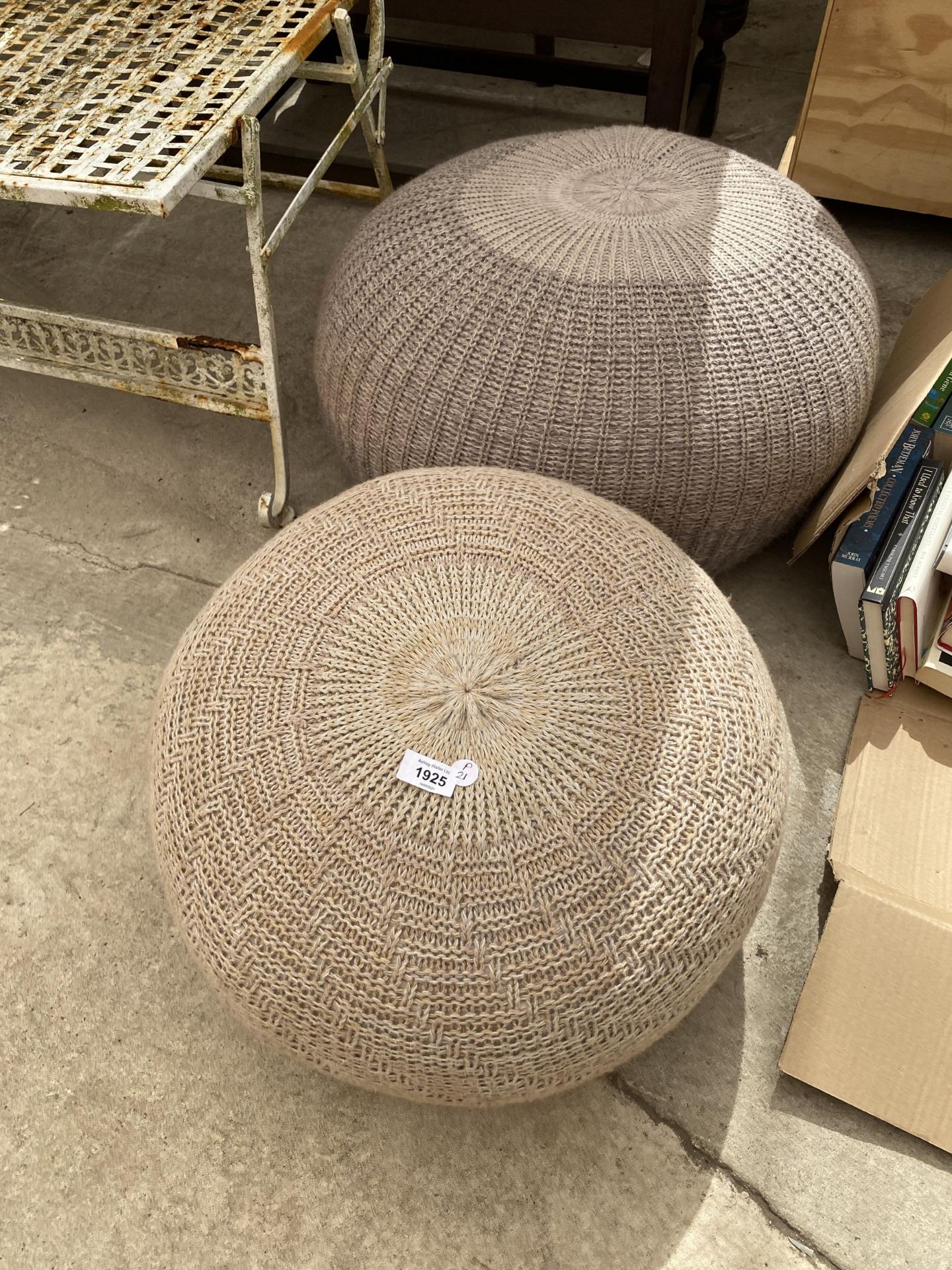 TWO WEAVE FOOTSTOOLS