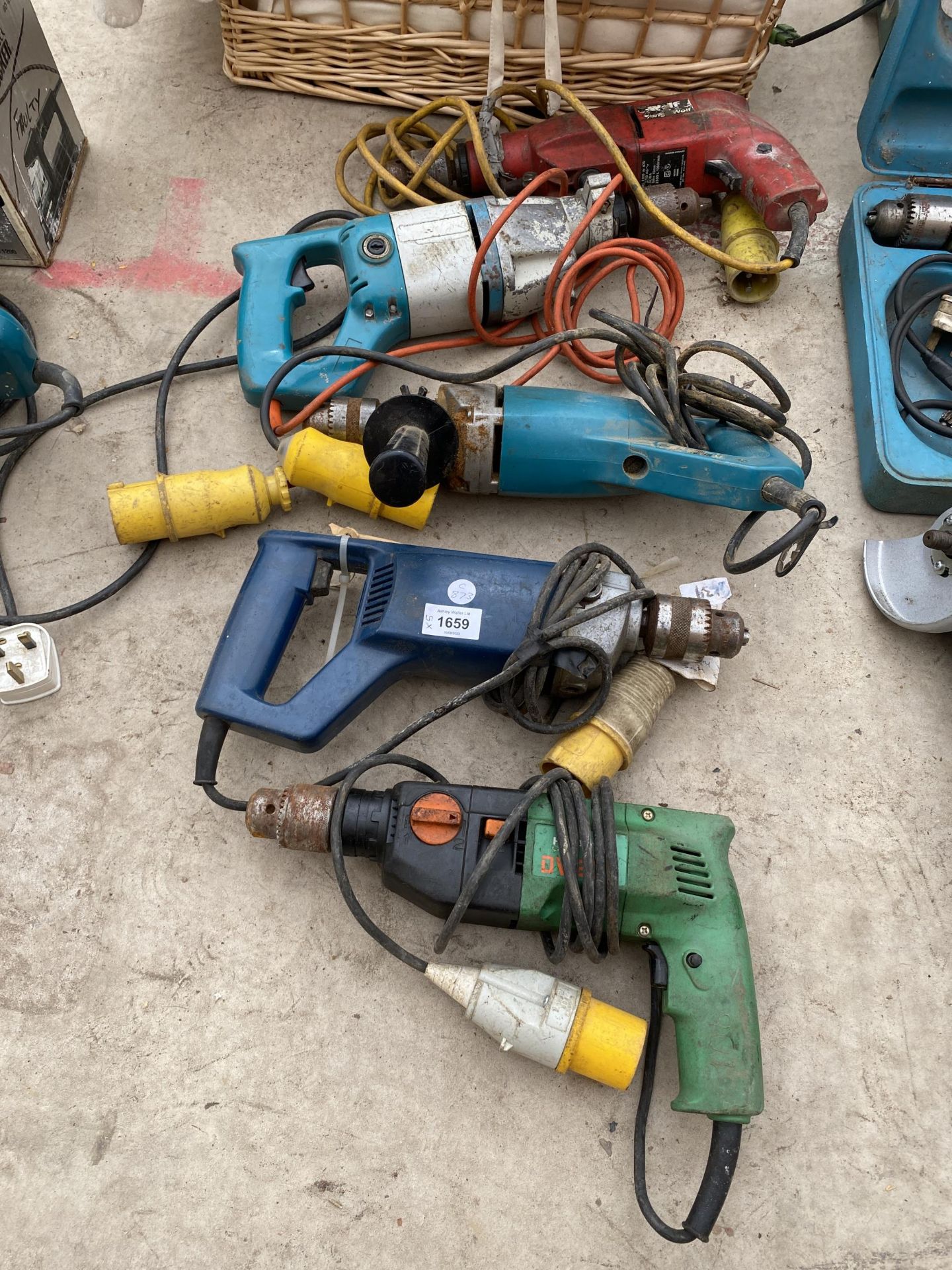 FIVE ASSORTED POWER TOOL DRILLS ETC