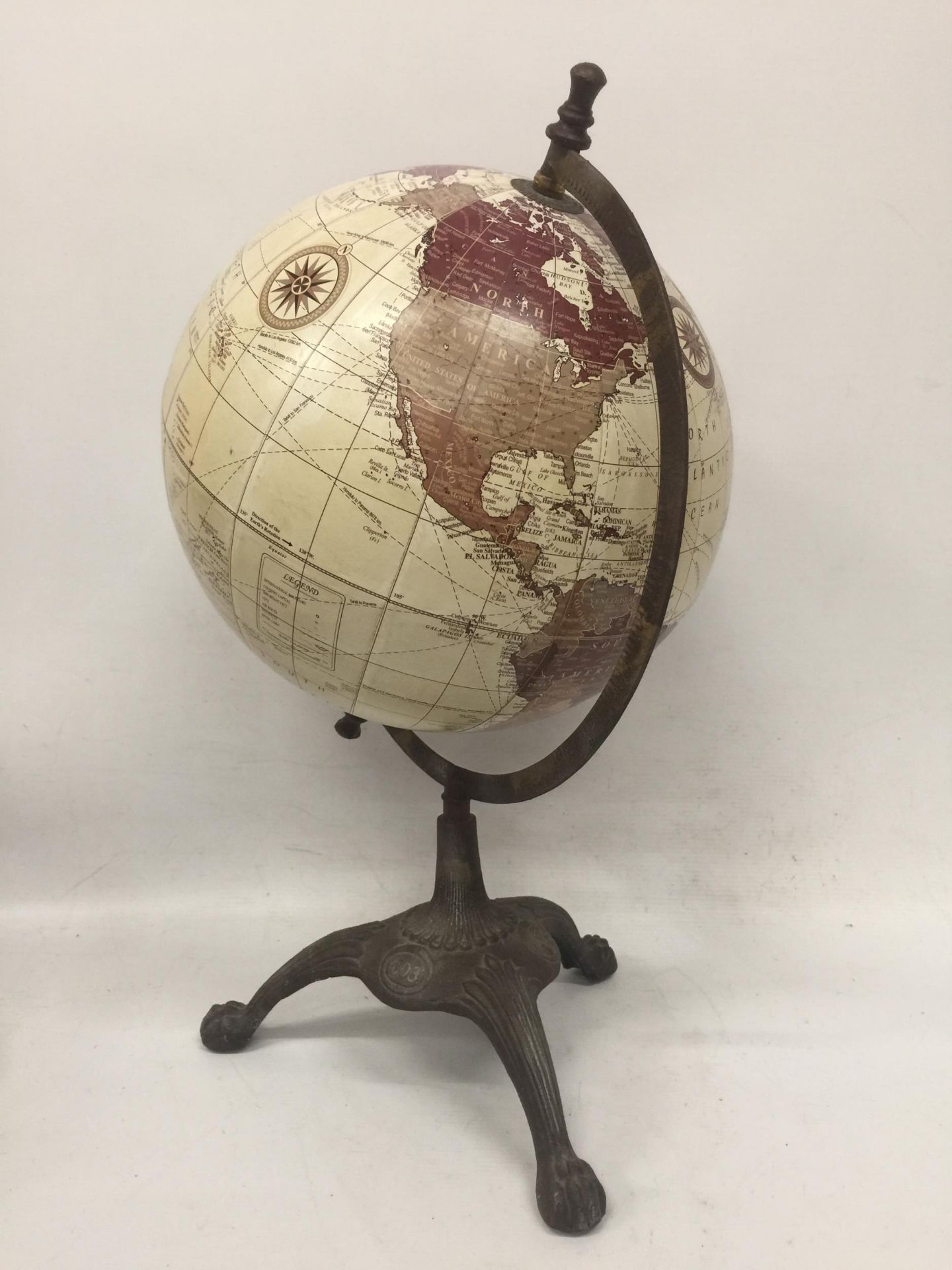 A GLOBE ON CAST BASE - Image 3 of 4