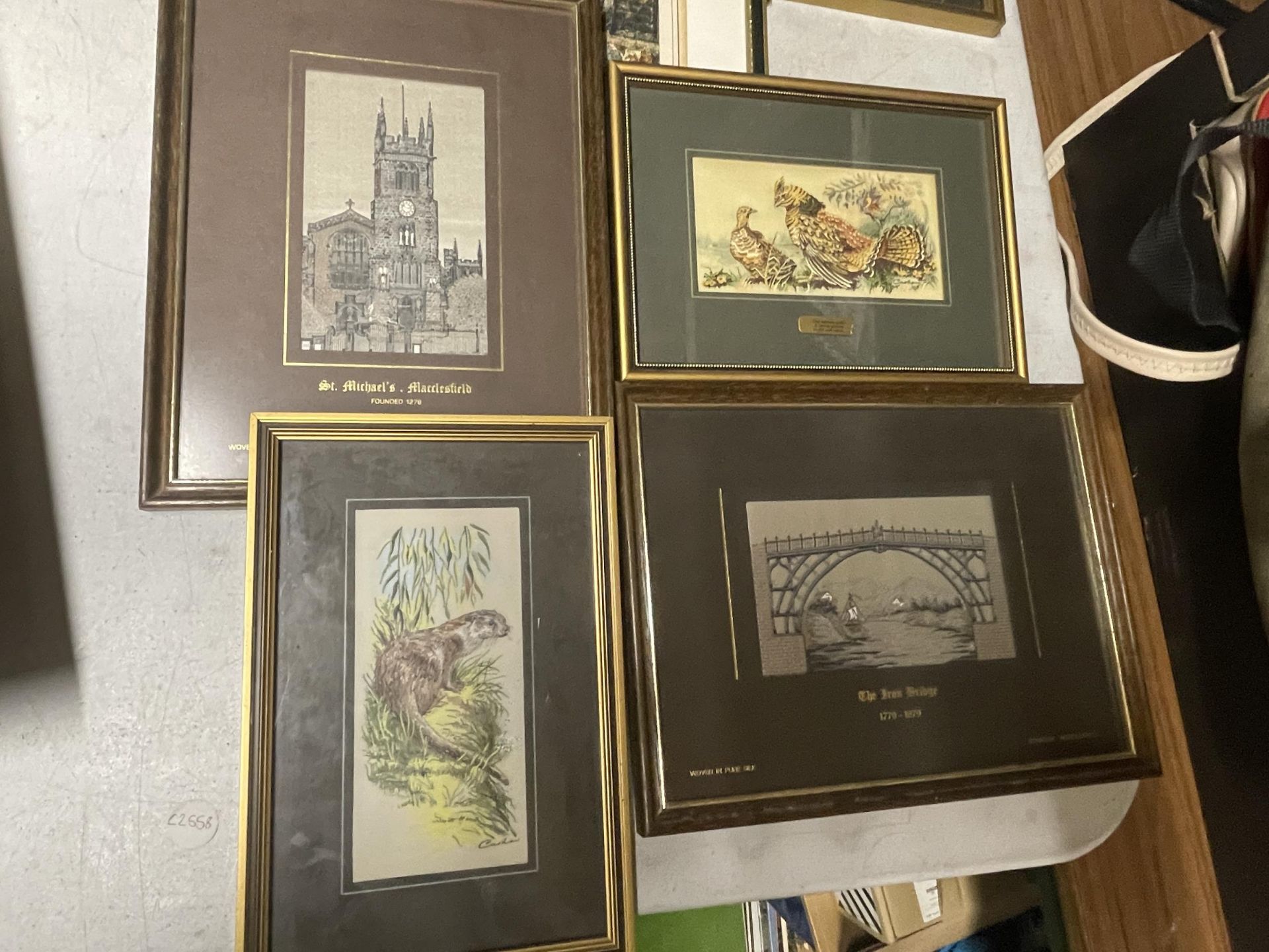 A COLLECTION OF FRAMED PRINTS AND SILKS, MACCLESFIELD SILKS ETC - Image 3 of 5