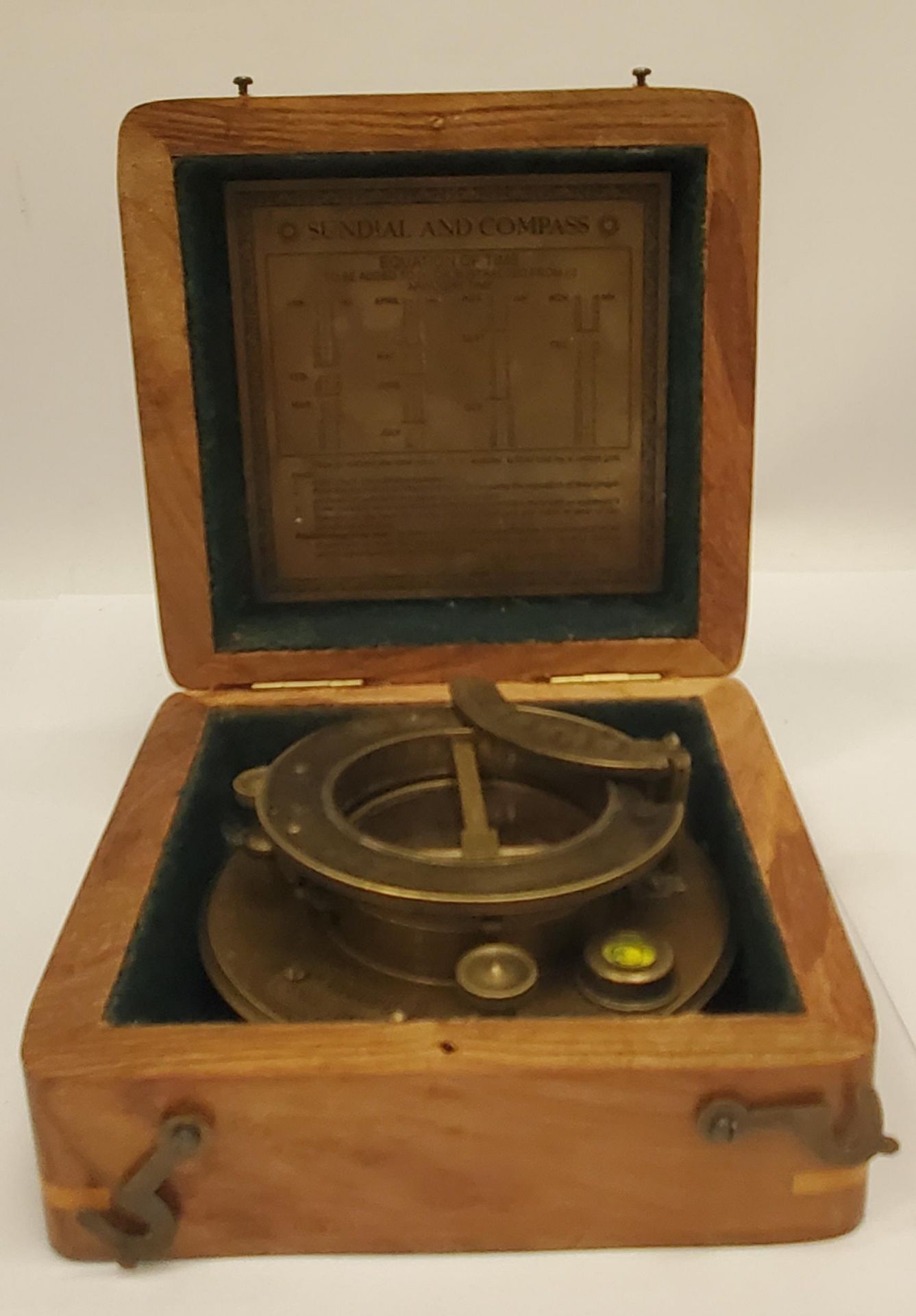 A BOXED BRASS SUNDIAL COMPASS - J H STEWARD