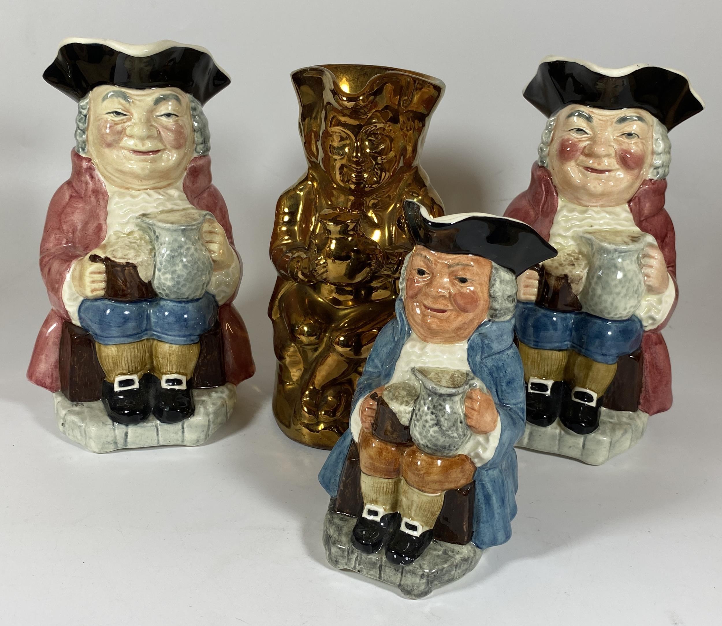 A GROUP OF FOUR VINTAGE TOBY JUGS TO INCLUDE A PAIR OF SYLVAC EXAMPLES