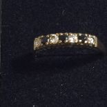 A 9CT GOLD RING WITH SAPPHIRES AND CZ STONES (I LOVE YOU), WEIGHT 1.4G, SIZE N