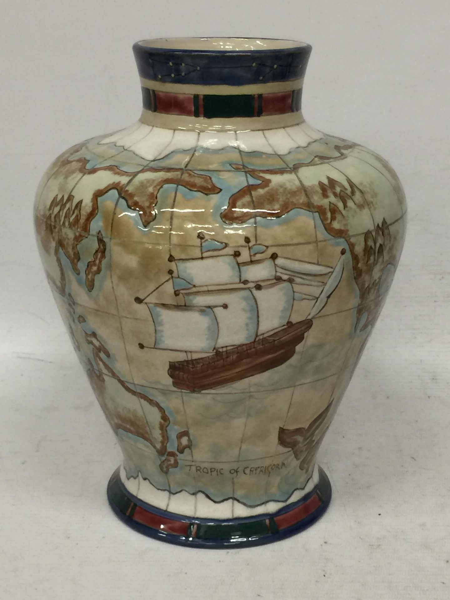 A COBRIDGE STONEWARE GLOBE DESIGN VASE, LIMITED EDITION 28/100