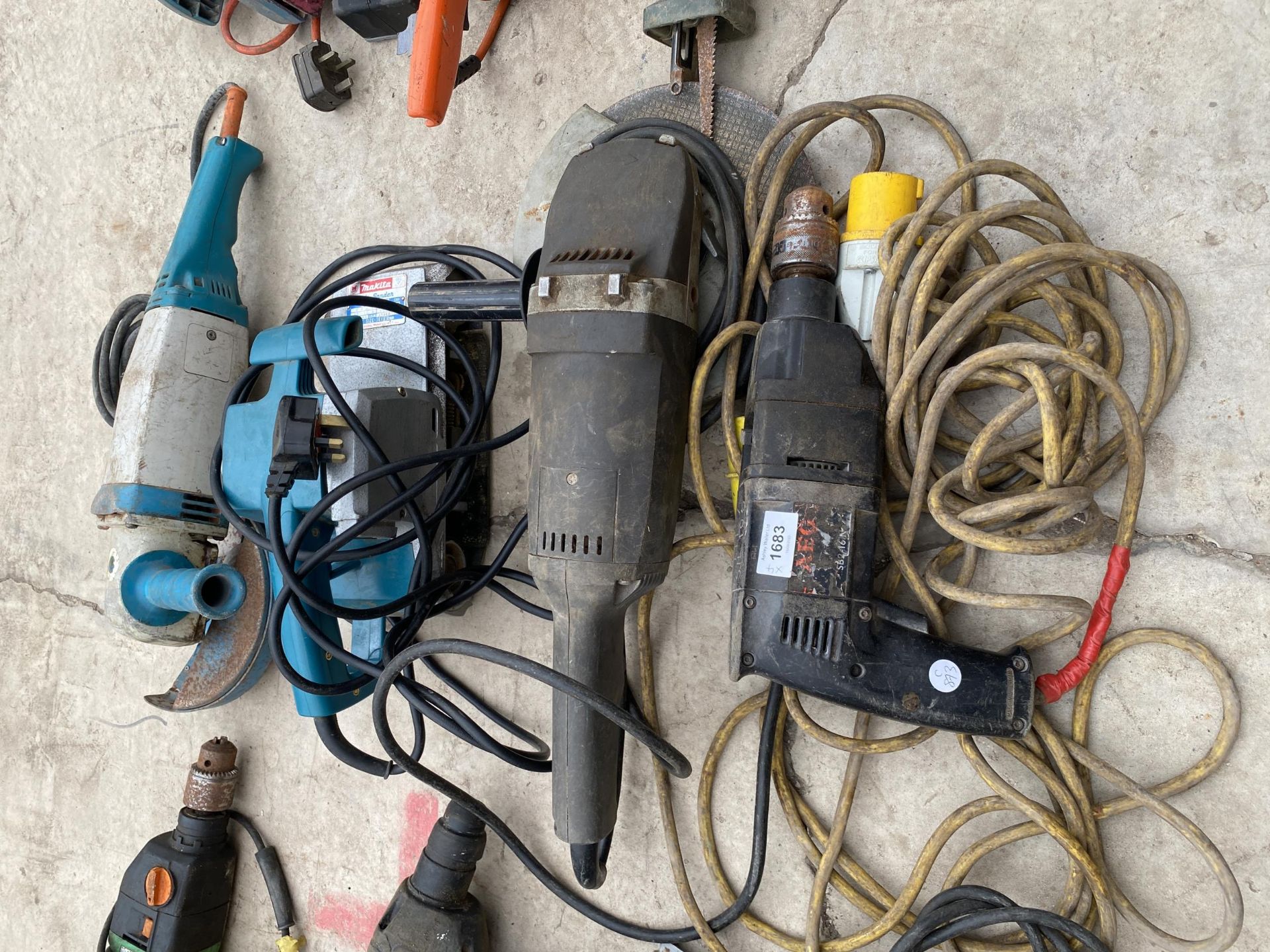 FOUR ASSORTED POWER TOOLS, AEG DRILL ETC