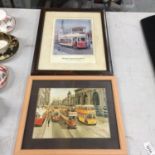 TWO VINTAGE STYLE PRINTS - LIMITED EDITION 105/500 'BLACKPOOL CORPORATION CAR NO 40' SIGNED PAUL