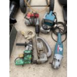 FIVE ASSORTED POWER TOOLS, MAKITA BELT SANDER ETC