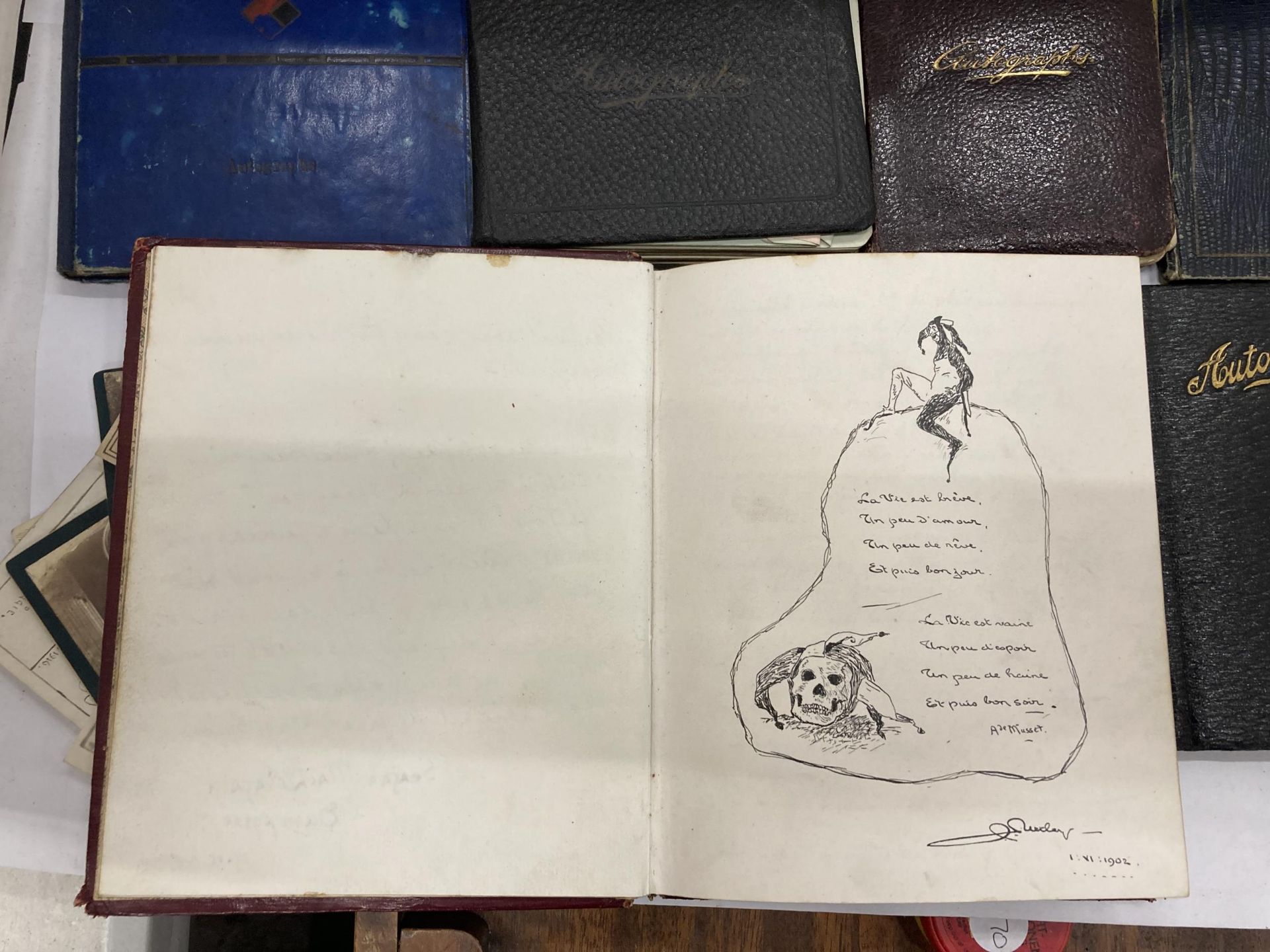 A LARGE COLLECTION OF VINTAGE LEATHER AUTOGRAPH BOOKS - Image 6 of 14