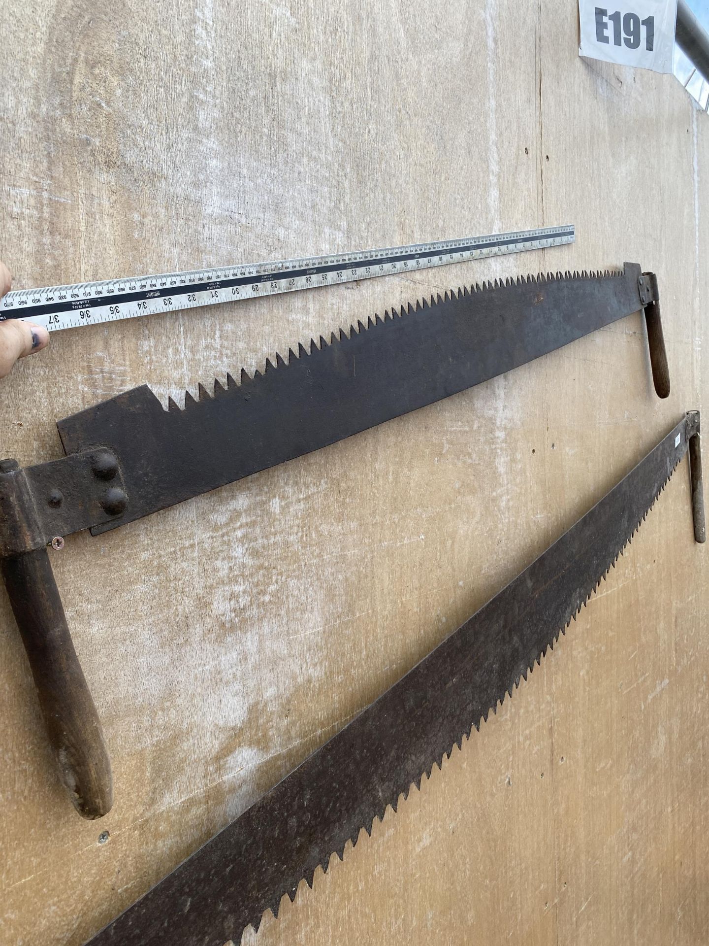 TWO VINTAGE TWO MAN CROSS CUT SAWS - Image 2 of 4