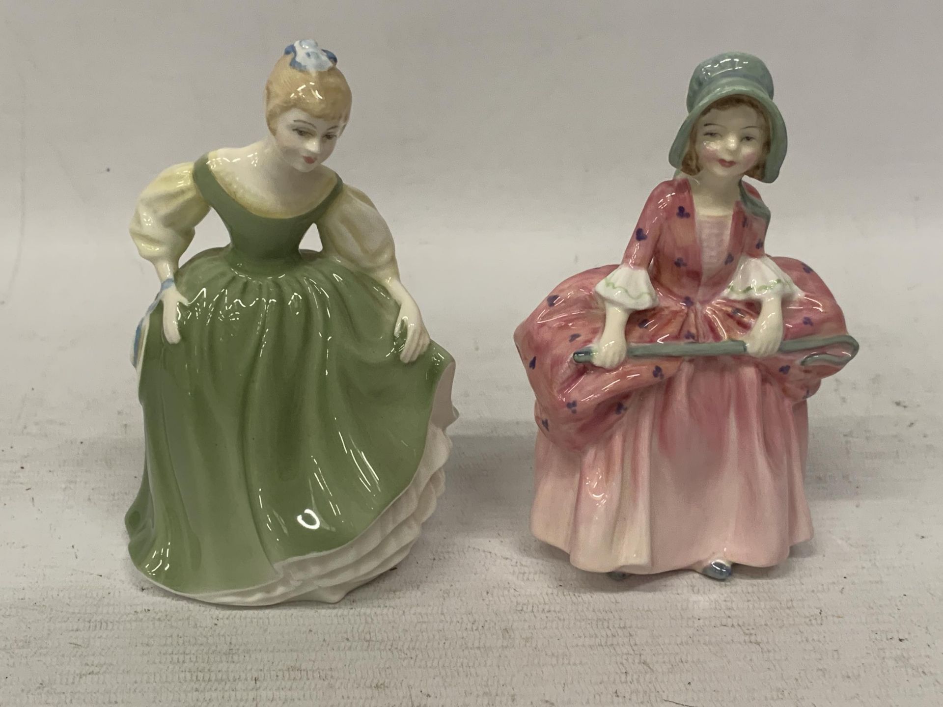 TWO SMALL ROYAL DOULTON FIGURES - 'FAIR MAIDEN' HN2211 (SECONDS) & 'BO-PEEP' HN1811