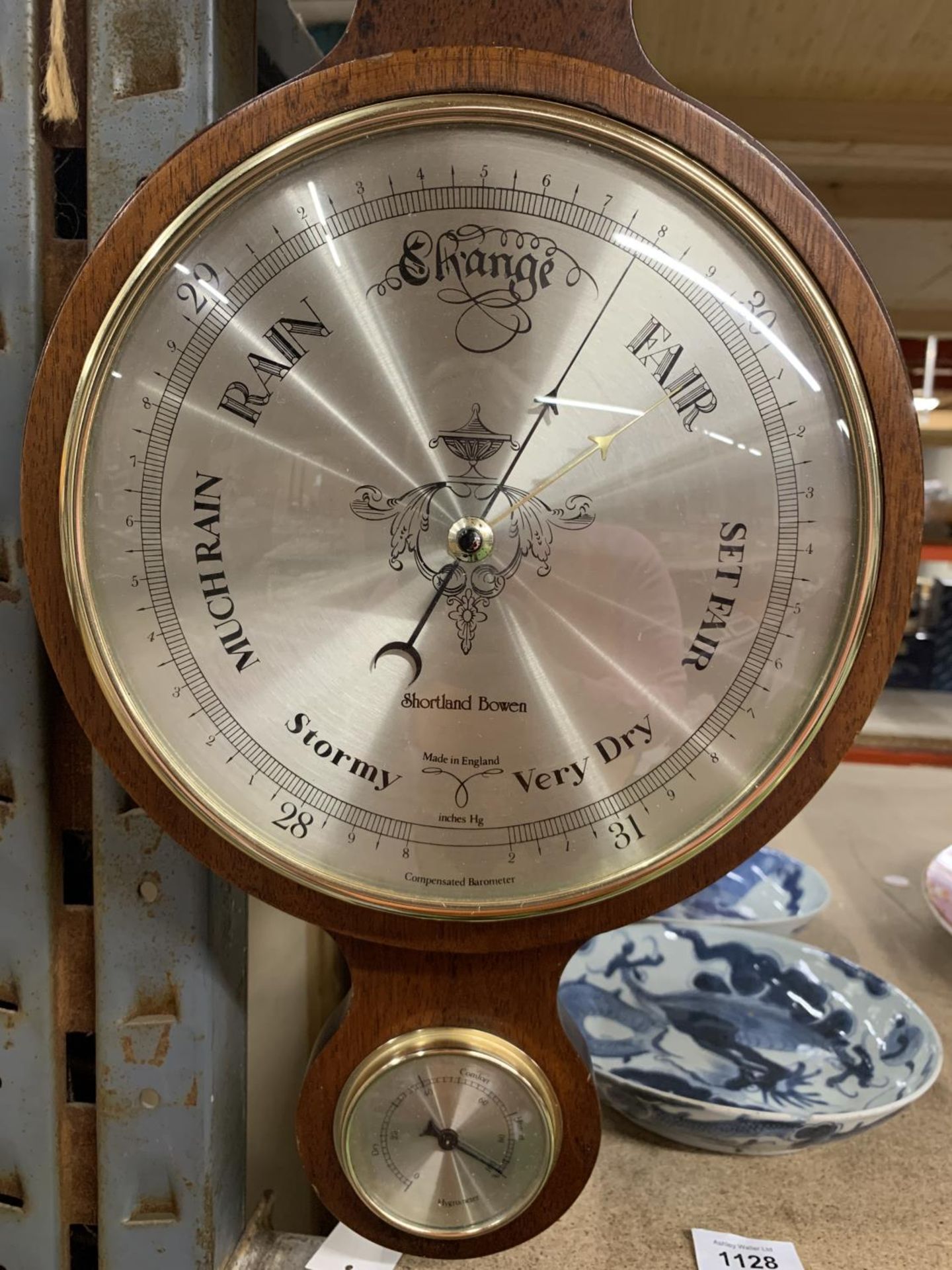TWO MAHOGANY CASED WALL MOUNTED ANEROID BAROMETERS - Image 2 of 3