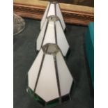 A GROUP OF THREE LEADED GLASS LIGHT SHADES