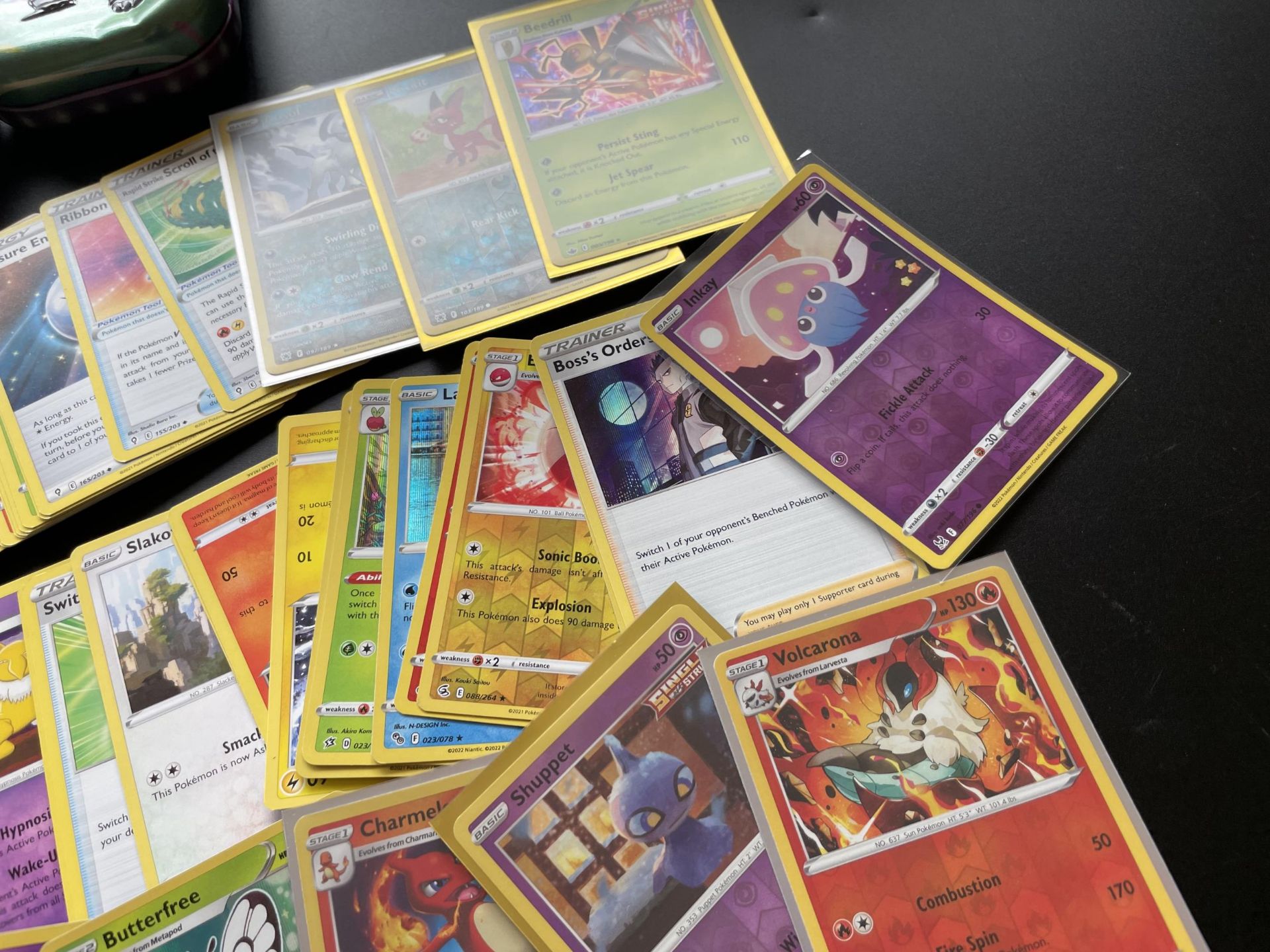 TWO TINS OF ASSORTED POKEMON CARDS, HOLOS ETC - Image 4 of 5