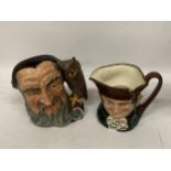 TWO ROYAL DOULTON CHARACTER JUGS - 'MERLIN' (SECONDS) & 'OLD CHARLEY'
