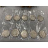 TEN COLLECTORS FOREIGN COINS TO INCLUDE AN 1865 US DOLLAR, ETC