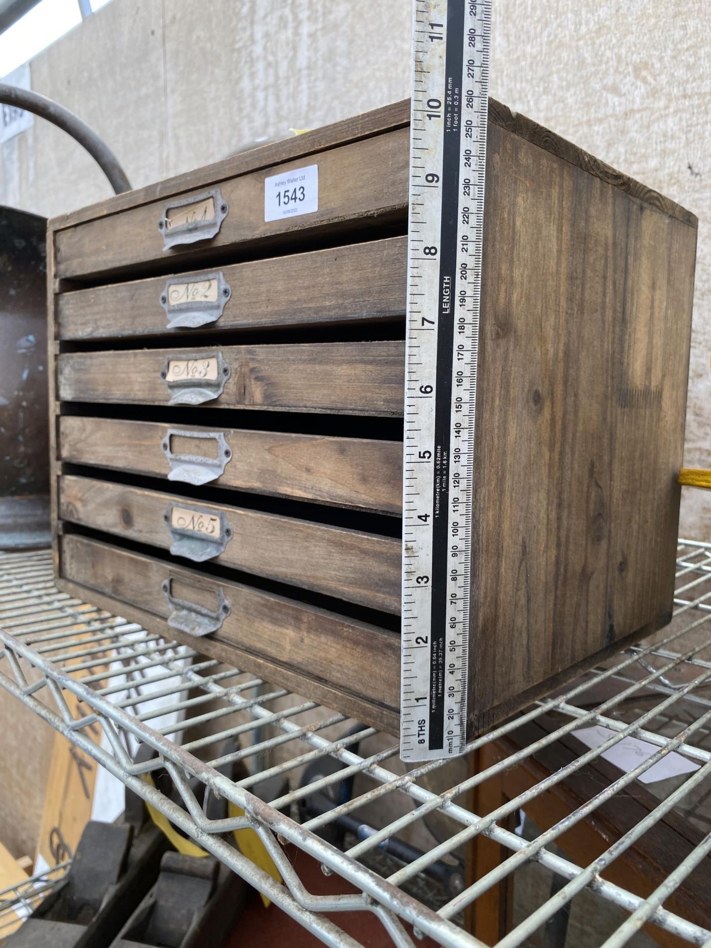 A MINIATURE WOODEN SIX DRAWER FILING CHEST - Image 2 of 2