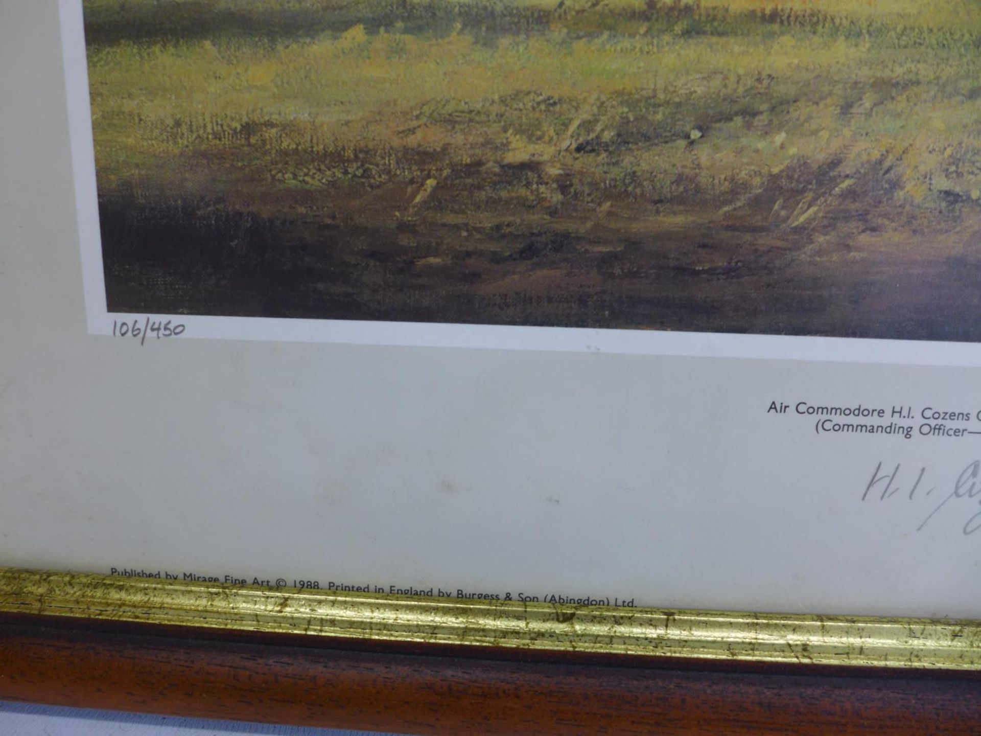 A SIGNED LIMITED EDITION PRINT (106/450) 'DEBUT AT DUXFORD', SIGNED BY I MITCHELL AND H.I. COZERS, - Image 2 of 3