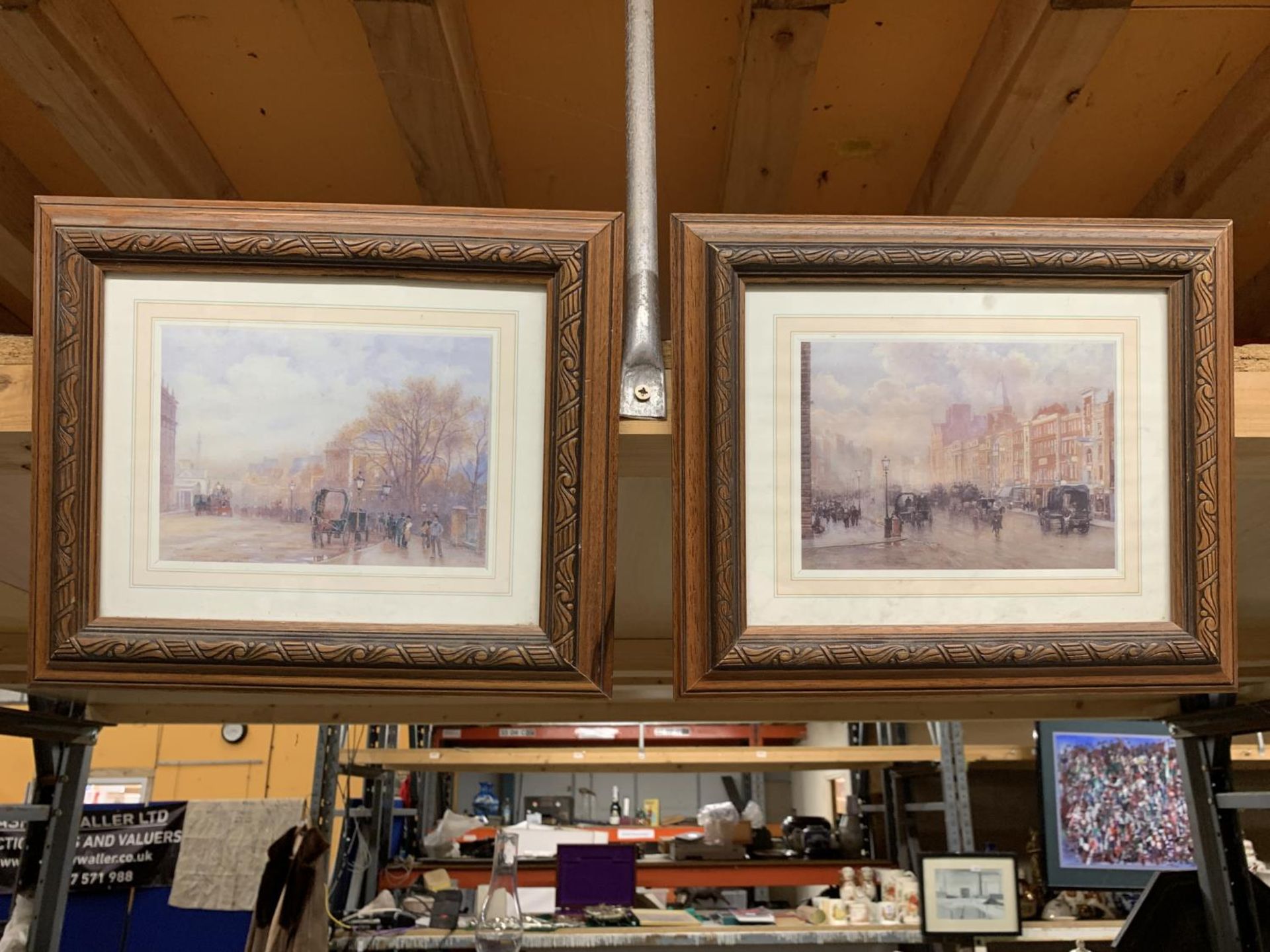 TWO VINTAGE STYLE CITY PRINTS, FRAMED