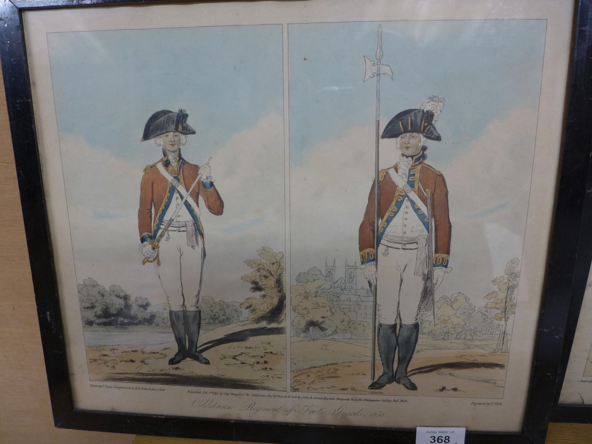 A PAIR OF 19TH CENTURY COLOURED PRINTS OF THE COLDSTREAM REGIMENT OF FOOT, 31X37CM, FURTHER - Bild 4 aus 7