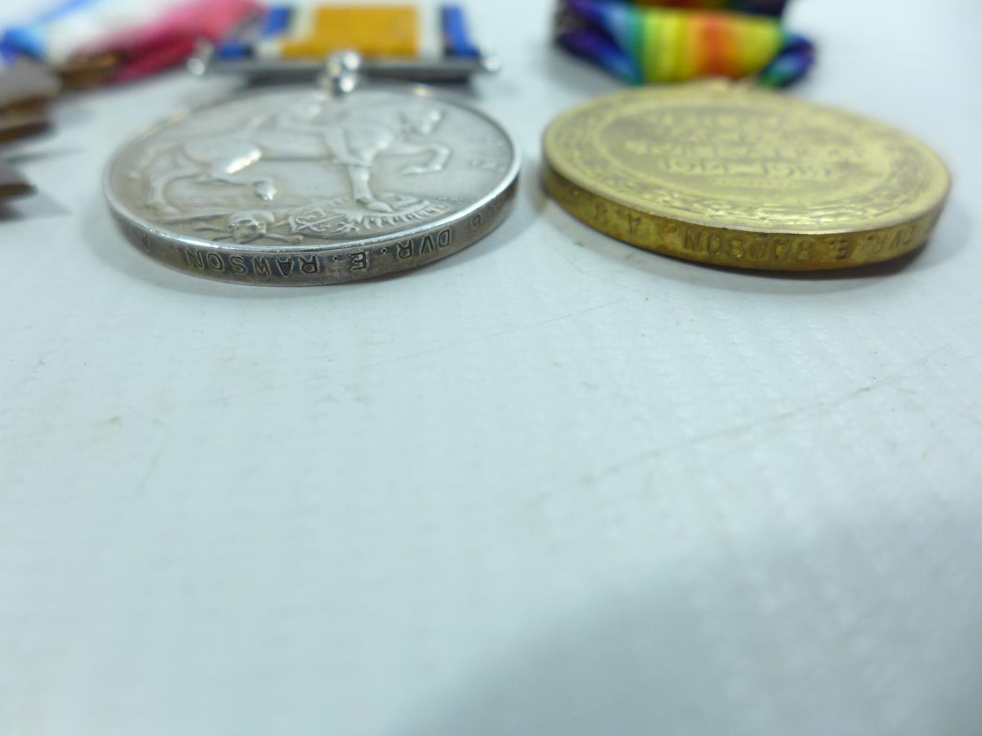 A WORLD WAR I TRIO MEDAL GROUP AWARDED TO 5-866 DRIVER E RAWSON OF THE ARMY SERVICE CORPS - Image 2 of 4