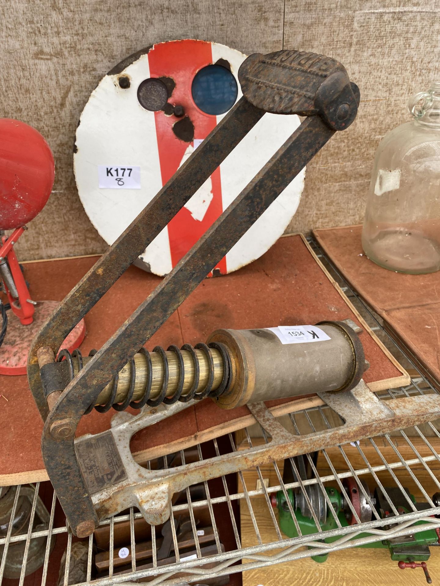 A LARGE VINTAGE KISMET GARAGE FOOT PUMP