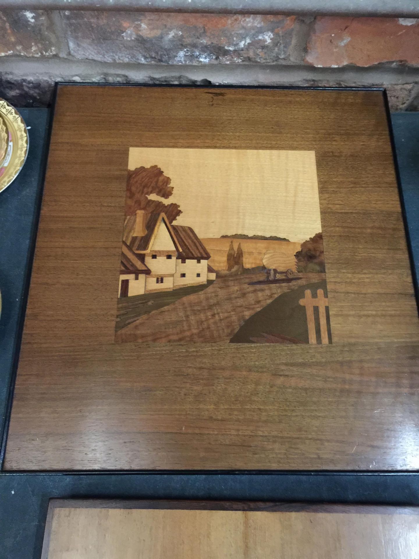 TWO VINTAGE INLAID WOODEN PLAQUES - Image 2 of 3