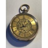 A 9CT GOLD LADIES OPEN FACED POCKET WATCH GROSS WEIGHT 30.63 GRAMS