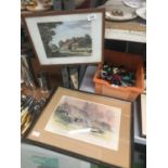 TWO FRAMED PRINTS, NETHER ALDERLEY MILL ETC