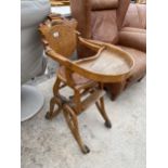 A LATE VICTORIAN OAK AND BENTWOOD METAMORPHIC CHILDS HIGH CHAIR