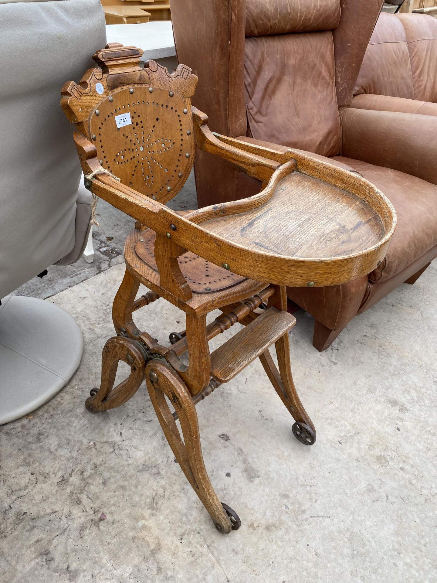 A LATE VICTORIAN OAK AND BENTWOOD METAMORPHIC CHILDS HIGH CHAIR