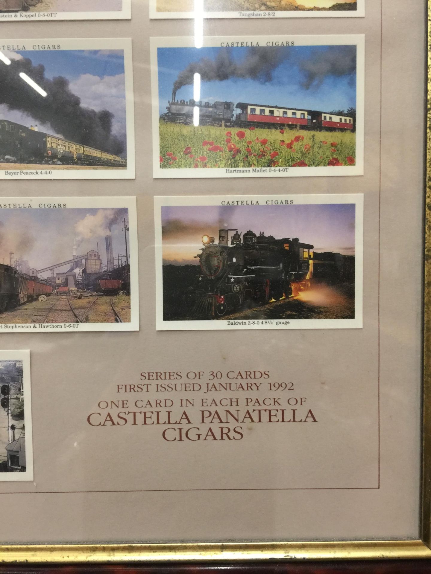 A FRAMED CASTELLA CIGARS STEAM ENGINE PICTURE CARD MONTAGE - Image 2 of 4