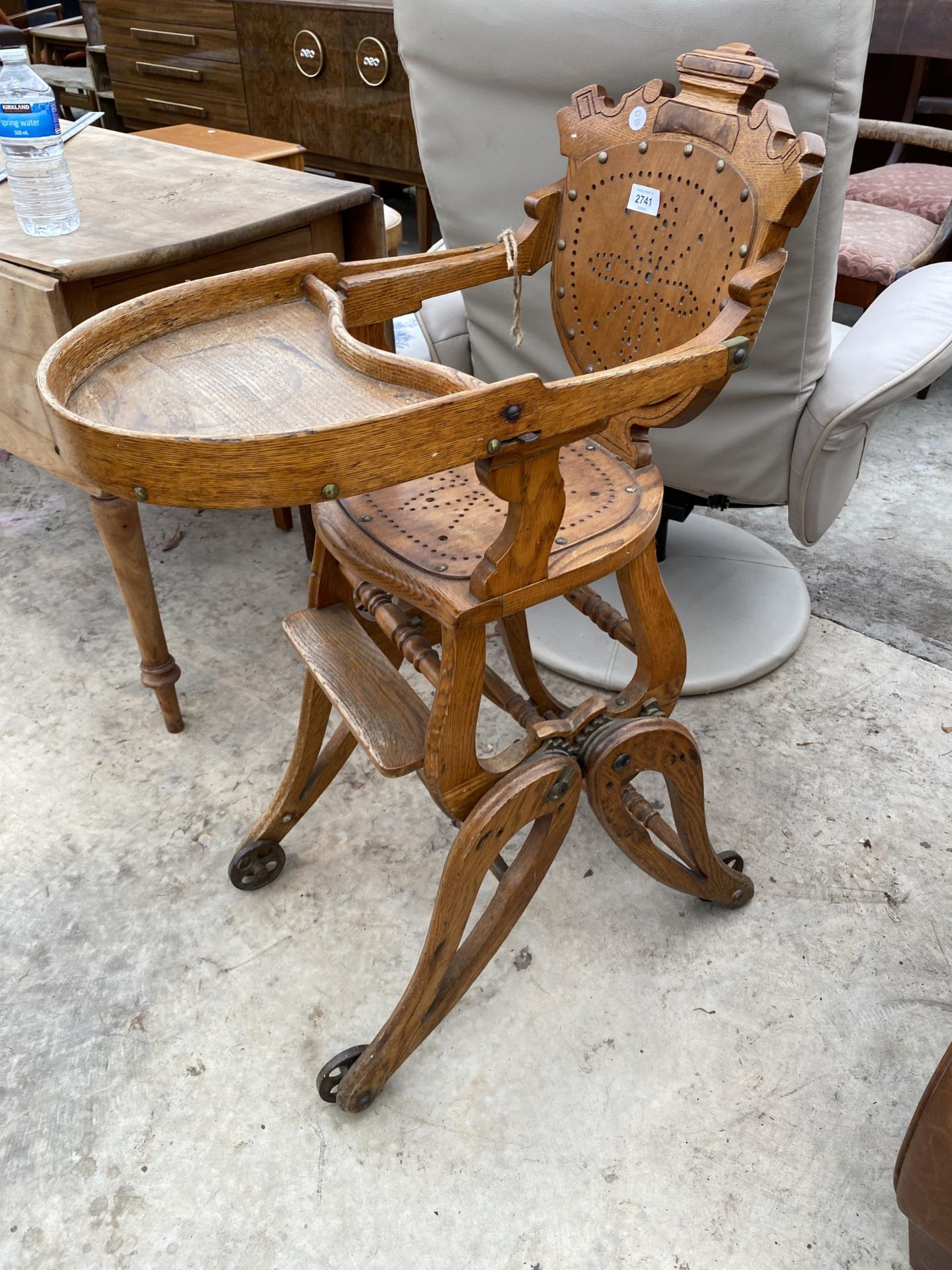 A LATE VICTORIAN OAK AND BENTWOOD METAMORPHIC CHILDS HIGH CHAIR - Image 2 of 5