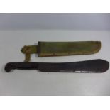 A MID 20TH CENTURY MILITARY MACHETTE AND SCABBARD, 37CM BLADE