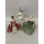 THREE ROYAL DOULTON LADY FIGURES - 'MICHELE' HN2234 (SECONDS), PRETTY LADIES 'SOUTHERN BELLE' & '