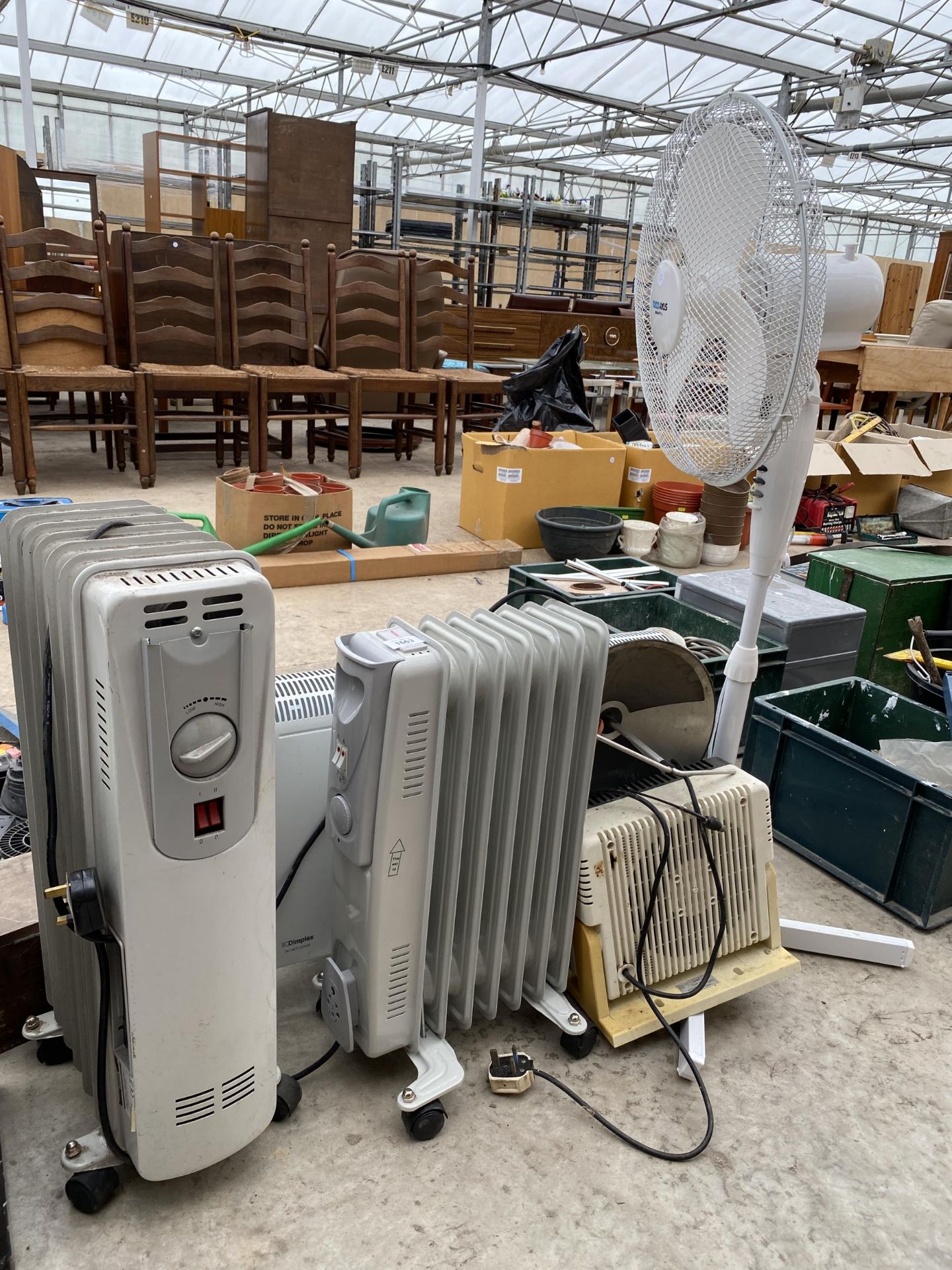 VARIOUS ELECTRIC HEATERS AND A FLOOR FAN ETC
