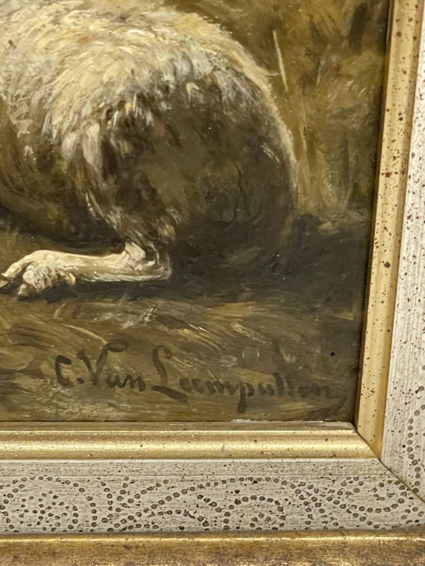 CORNELIUS VAN LEEMPUTEN (BELGIUM 1841- 1902) SHEEP IN A WOODLAND SETTING, OIL ON PANEL, SIGNED, 27CM - Image 3 of 5
