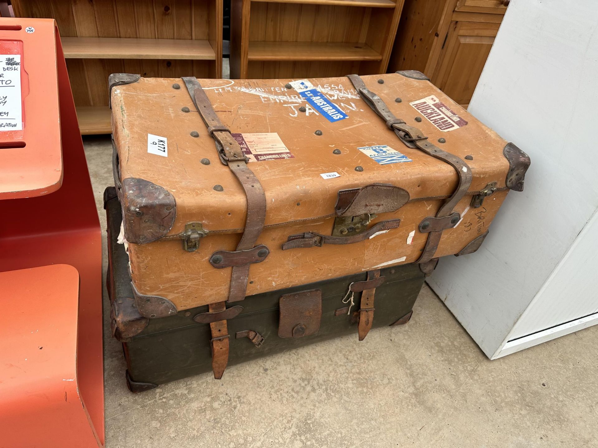 TWO VINTAGE LEATHER TRAVEL CASES