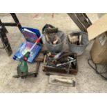 AN ASSORTMENT OF ITEMS TO INCLUDE HAND TOOLS AND TWO GALVANISED BUCKETS ETC