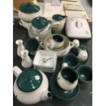 A COLLECTION OF DENBY STONEWARE GREENWHEAT PATTERN DINNER WARES