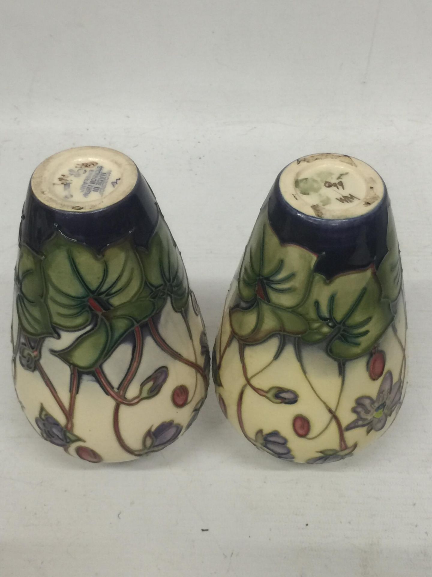 A PAIR OF MOORCROFT 'BLUEBELL' PATTERN VASES, SECONDS - Image 4 of 4
